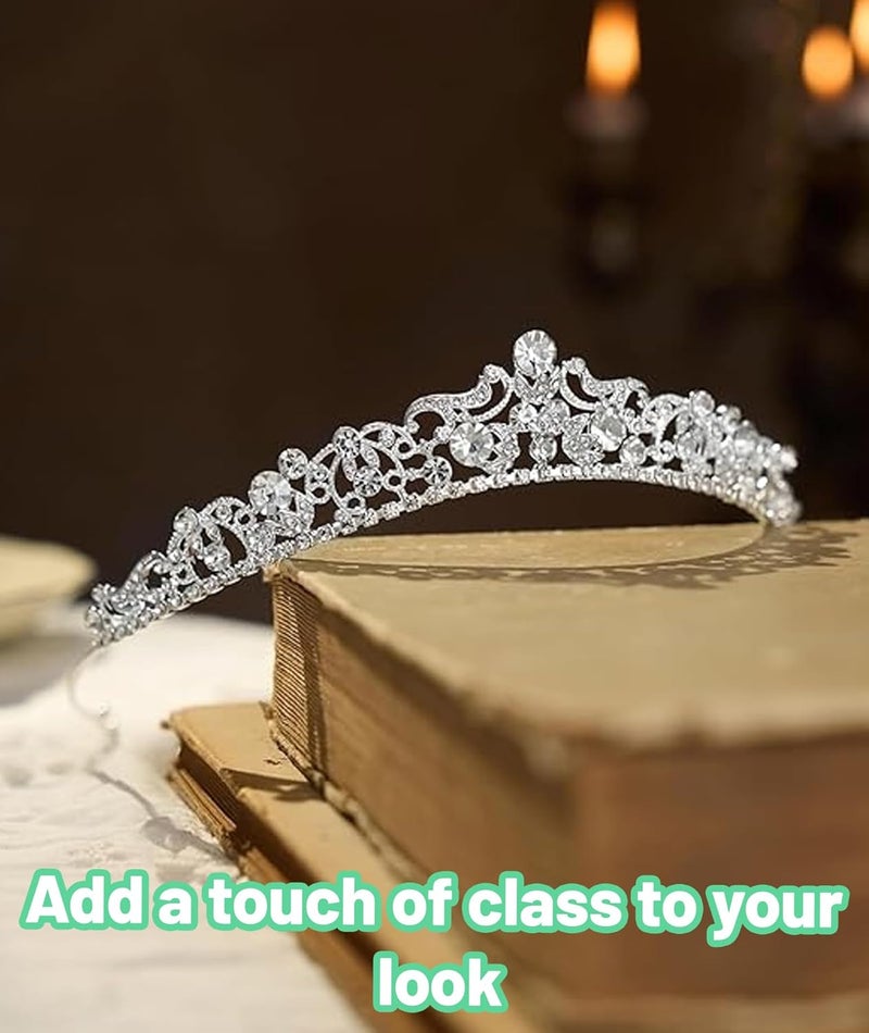 Buildcon Tiara for Women Wedding, Crown for Women Queen, Elegant Rhinestone Headpiece for Brides, Prom, Parties, Cosplay, Birthday Crowns for Girls - Image 4