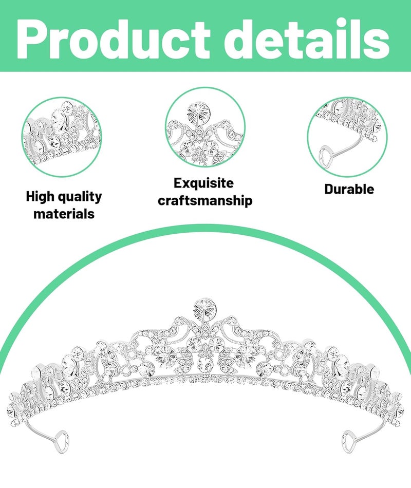 Buildcon Tiara for Women Wedding, Crown for Women Queen, Elegant Rhinestone Headpiece for Brides, Prom, Parties, Cosplay, Birthday Crowns for Girls - Image 3