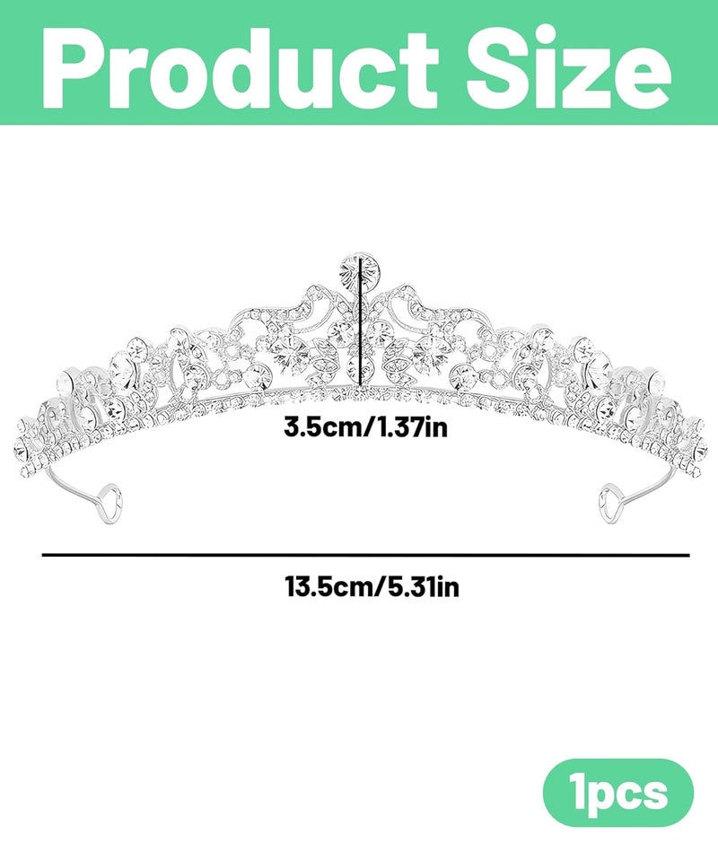 Buildcon Tiara for Women Wedding, Crown for Women Queen, Elegant Rhinestone Headpiece for Brides, Prom, Parties, Cosplay, Birthday Crowns for Girls - Image 2