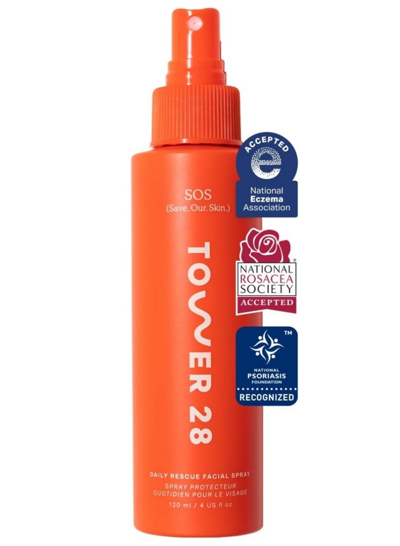 TOWER 28 Sos Daily Rescue Facial Spray For Sensitive Skin, Hypochlorous Acid Spray Helps Reduce Redness And Breakouts, Full Size Toner For Face, 4 Fl Oz - Image 1