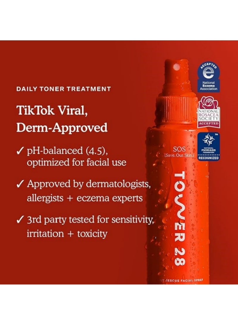 TOWER 28 Sos Daily Rescue Facial Spray For Sensitive Skin, Hypochlorous Acid Spray Helps Reduce Redness And Breakouts, Full Size Toner For Face, 4 Fl Oz - Image 3