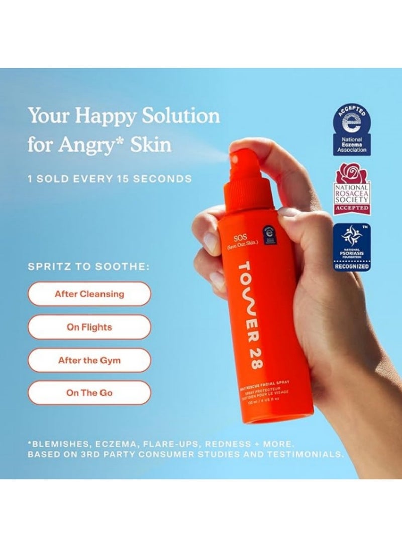 TOWER 28 Sos Daily Rescue Facial Spray For Sensitive Skin, Hypochlorous Acid Spray Helps Reduce Redness And Breakouts, Full Size Toner For Face, 4 Fl Oz - Image 5