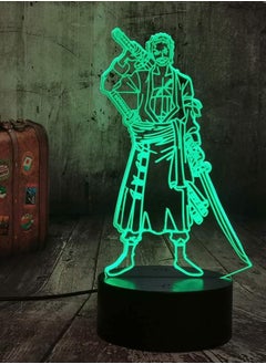 althiqahkey Multicolour One Piece Roronoa Zoro 16 Colors Changing Table Action Figures Lamp Luffy USB LED Desk Light Japanese Anime Nightlight Cool Bedside Table Lamp Model Toys Year Gift  - Image 1