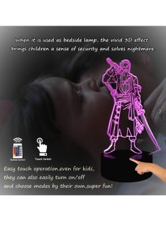 althiqahkey Multicolour One Piece Roronoa Zoro 16 Colors Changing Table Action Figures Lamp Luffy USB LED Desk Light Japanese Anime Nightlight Cool Bedside Table Lamp Model Toys Year Gift  - Image 3