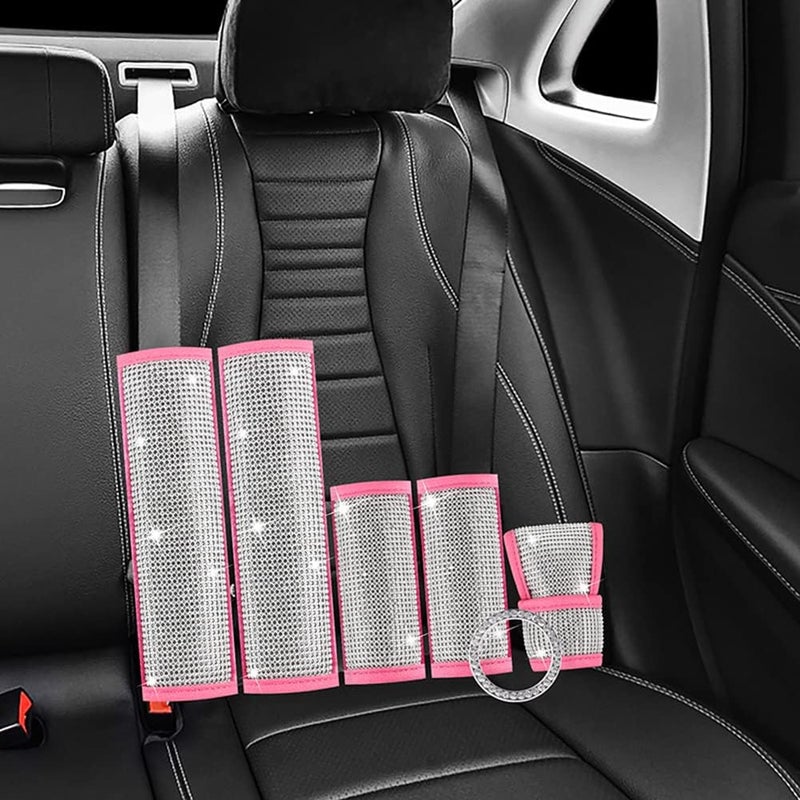 cheekyglo Bling Seat Belt Shoulder Pads, Rhinestones Car Bling Seat Belt Covers Car interior Accessory with 2pcs shoulder pads, 1pcs gear shift cover,1pcs hand brake cover Universal for Car, Truck - Image 5