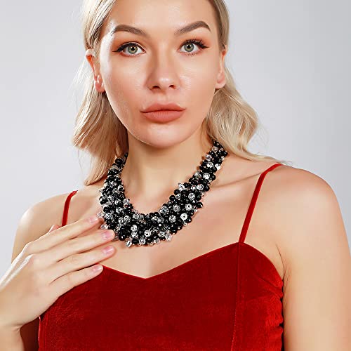 Bocar Fashion Crystal Chunky Collar Statement Necklace for Women Gift (NK-10260-black) - Image 2