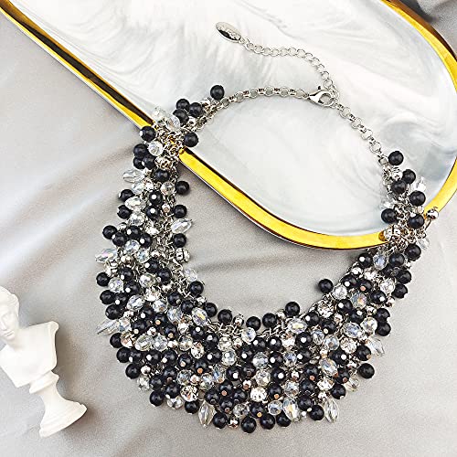 Bocar Fashion Crystal Chunky Collar Statement Necklace for Women Gift (NK-10260-black) - Image 4