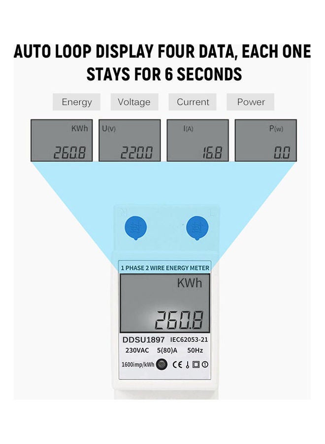 NIBEMINENT Electricity Meter White  - Image 4