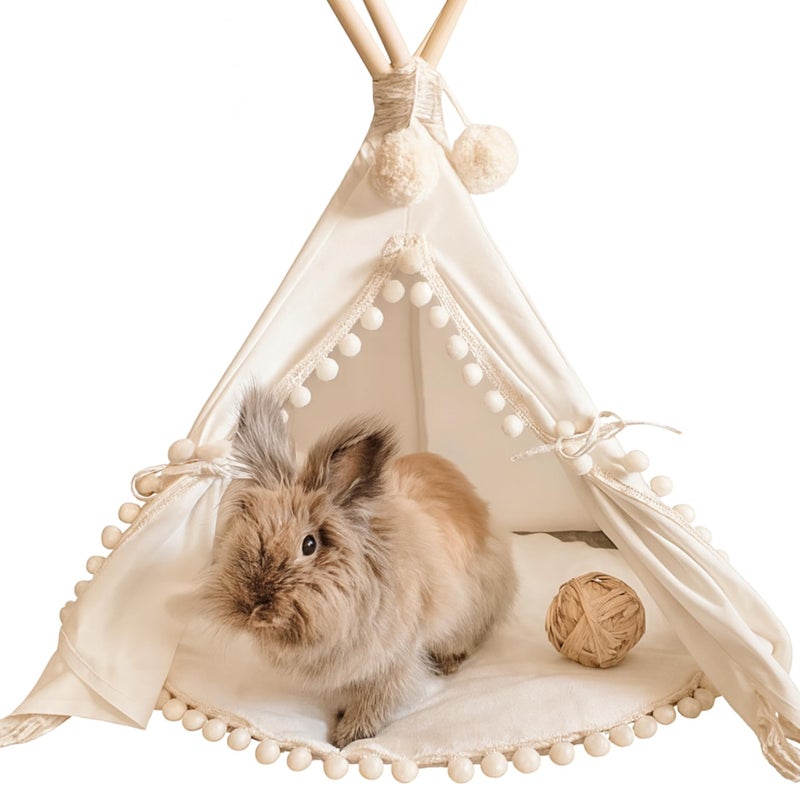MINICAMP Pet Teepee Tent with Padded Mat Cozy Cotton Hideaway Tent for Rabbits Puppies Cats Guinea Pigs Pet Accessories for Indoor Made in EU XS - Image 2