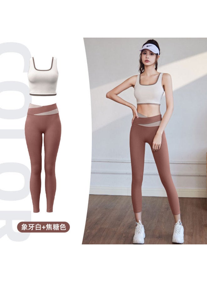 Seamless High-intensity Shock-proof Sports Bra Set With Push-up Effect And A Naked-feel Yoga Tank Top