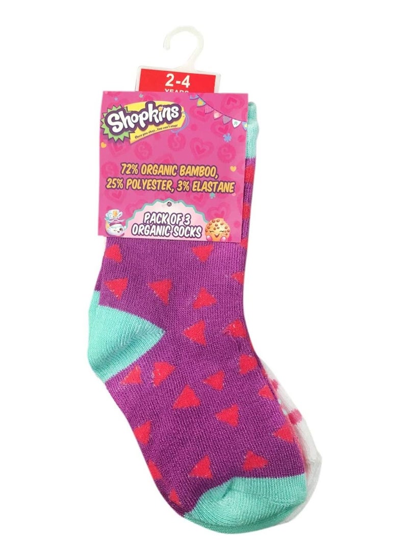 Shopkins Shopkins Bamboo Cotton Sock - Printed (Pack Of 2) - Lavender/Pink 2-4Y  - Image 1