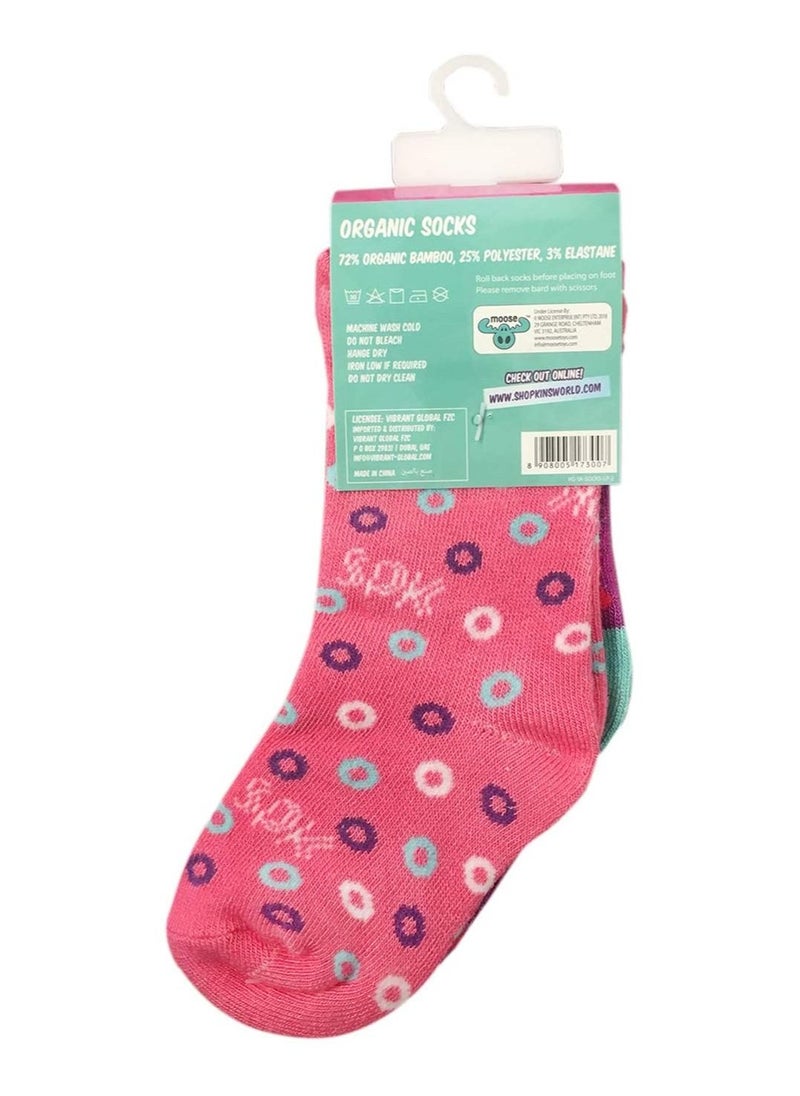 Shopkins Shopkins Bamboo Cotton Sock - Printed (Pack Of 2) - Lavender/Pink 2-4Y  - Image 2