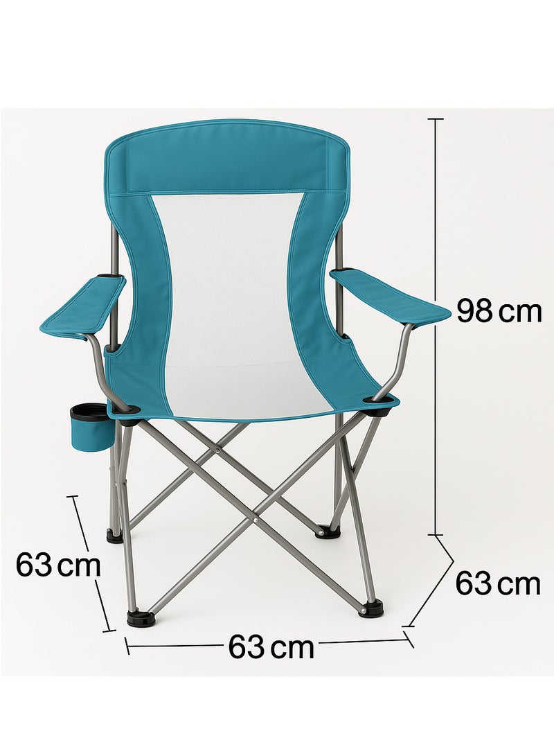 جو تو كامبس كرسي تخييم قابل للطي خفيف الوزن ومتين عالي الجودة مع مساند للذراعين وحامل أكواب مدمج وحقيبة حمل - كرسي خارجي قابل للطي محمول ومتين للتخييم في الصحراء والاسترخاء في الحديقة وصيد الأسماك ورحلات الشاطئ والسفر في الهواء الطلق والمشي لمسافات طويلة والنزهات - تصميم مريح وصغير الحجم - 63 × 63 × 98 سم - Image 2