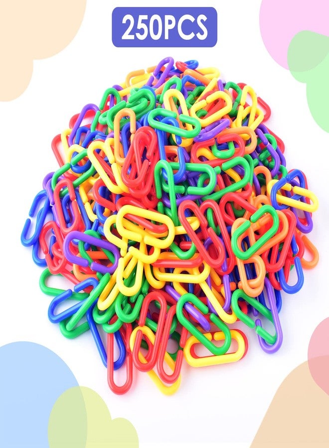 Bissap Plastic Chain Links Birds 250pcs, Mix Color Rainbow DIY C-Clips Chains Hooks Swing Climbing Cage Toys for Sugar Glider Rat Parrot Bird, Children's Learning Toy - Image 2