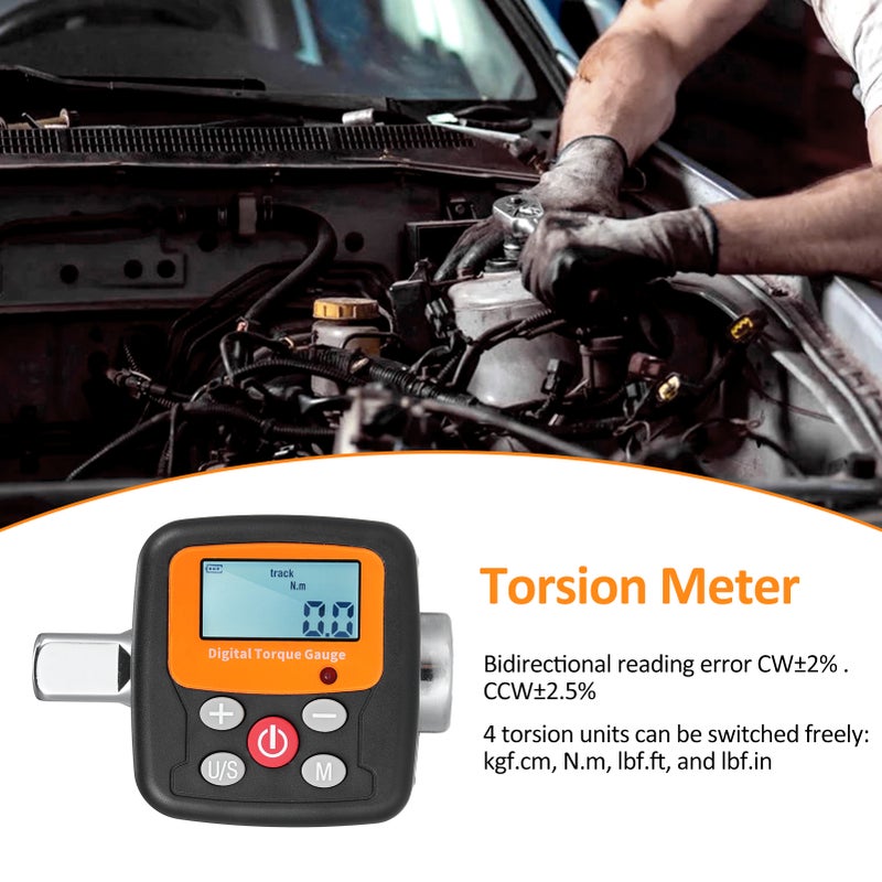 ENC-200 Digital Display Torque Meter Wrench Torque Tester 1/2'' Drive & Includes Adapters for 3/8'' and 1/4'' with Sound Light Alarm Function High Accuracy 4 Torque Units Backlit Display - Perfect - Image 5