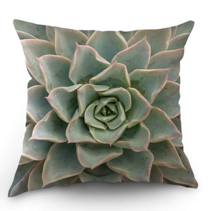 CACTUS PILLOWS DECORATIVE THROW PILLOW COVER CACTUS FLOWER PILLOW CASE 18X18 INCH COTTON LINEN SQUARE CUSHION COVER FOR SOFA BED GREEN