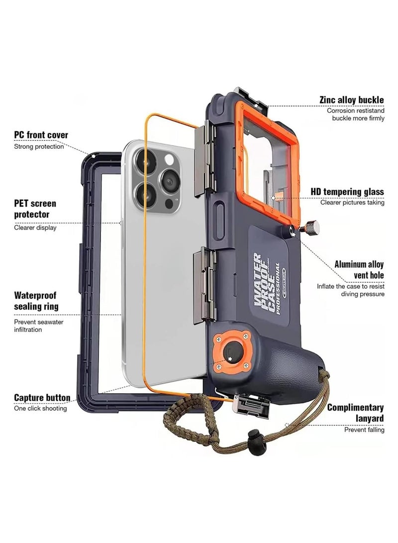 IP68 Waterproof Case for iPhone 16/Plus/Pro/Pro Max, Universal Diving Underwater Phone Case, Sealed Underwater Photography Case for Swimming and Snorkelling