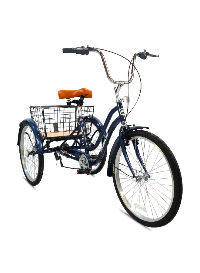MOGOO Mogoo Hauler Adult Tricycle 24/26 Inch - 6-Speed Shimano Gears - Durable Steel Frame - Removable Rear Basket with Wheels & Handle - Strong Brakes - Vintage Saddle - Perfect for Shopping - Image 2
