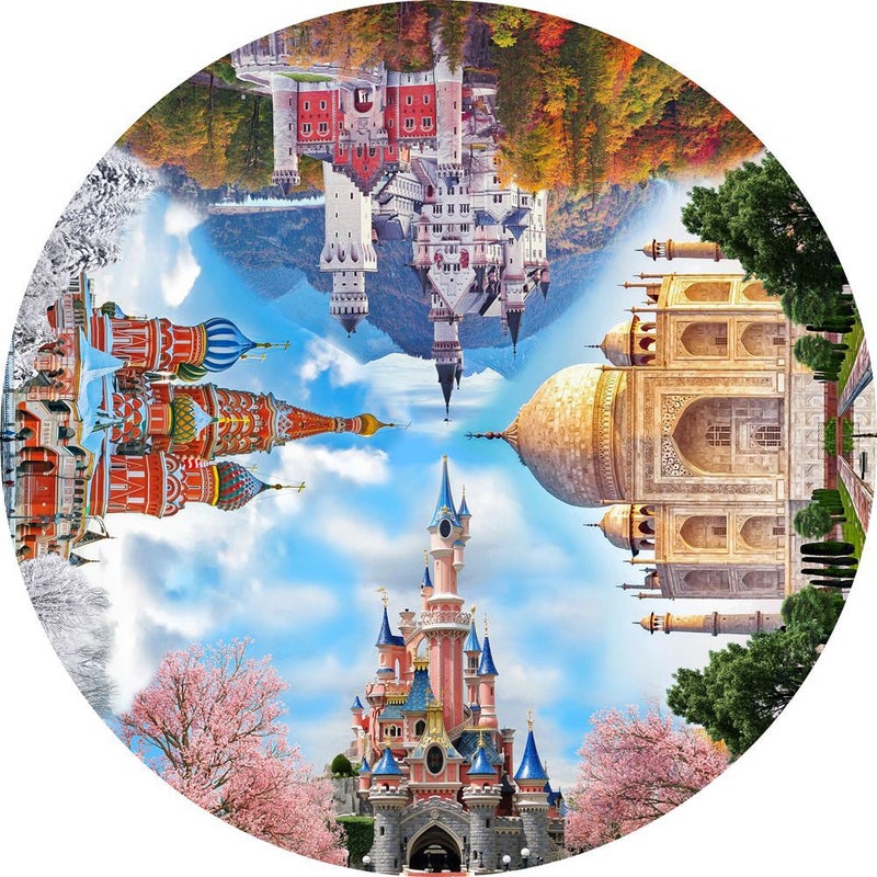 Beila Round Puzzle 1000 Pieces Paper Adult Decompression Earth Animal City Illustration Overseas Supply - Image 4