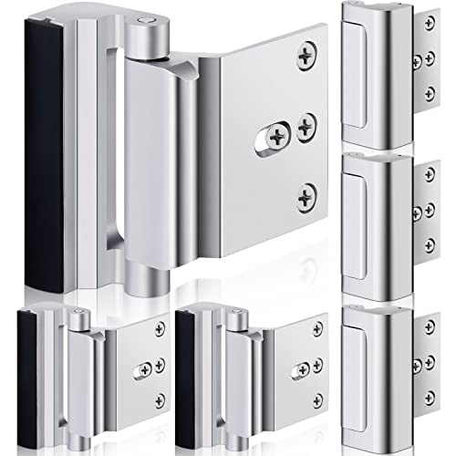 Shimeyao 6 Pack Home Security Door Lock Reinforcement with 48 Pcs Screws Child Proof Door Locks for Inside Upgrade Lock to Defend Your HomeSilver