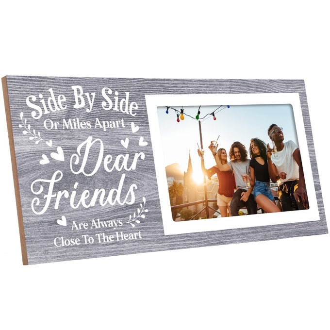 WOODEN FRIENDS PICTURE FRAME 12 X 55 INCH PHOTO FRAME GRADUATION DAY DEAR FRIENDS GIFTS LONG DISTANCE FRIENDSHIP PHOTO GIFTSDEEP GREY
