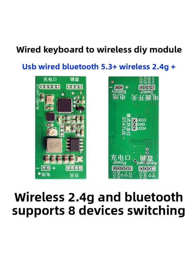 Wired Mechanical Keyboard To Wireless Bluetooth Converter DIY Module USB Wireless 2.4G Three-mode Multi-device Switching-Color:Wireless Receiver