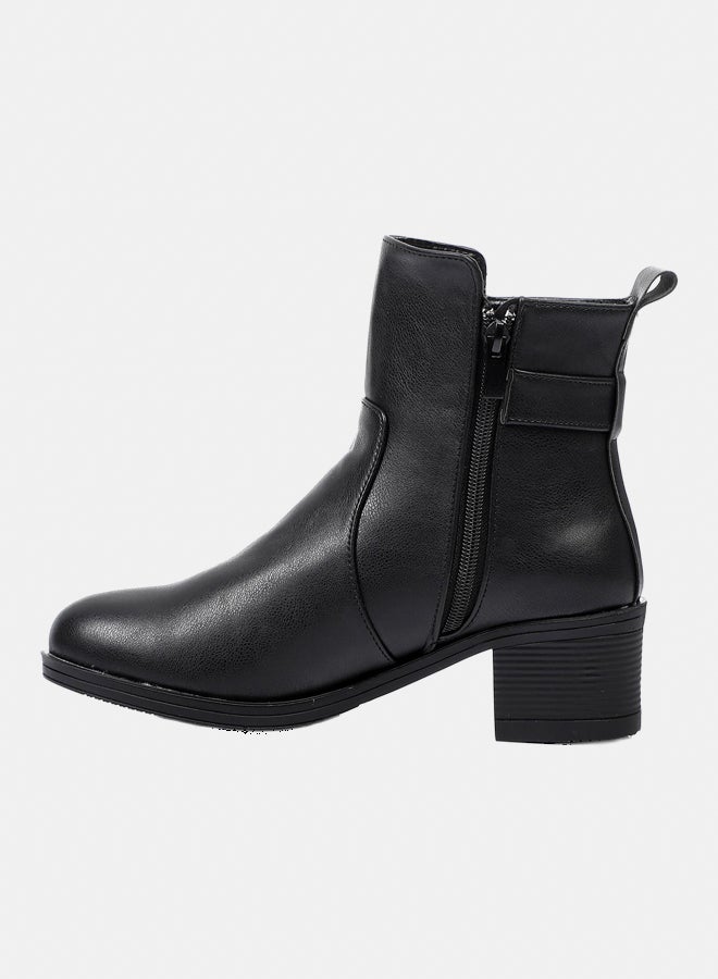 XO Style Leather Ankle Boot - Black - Image 4