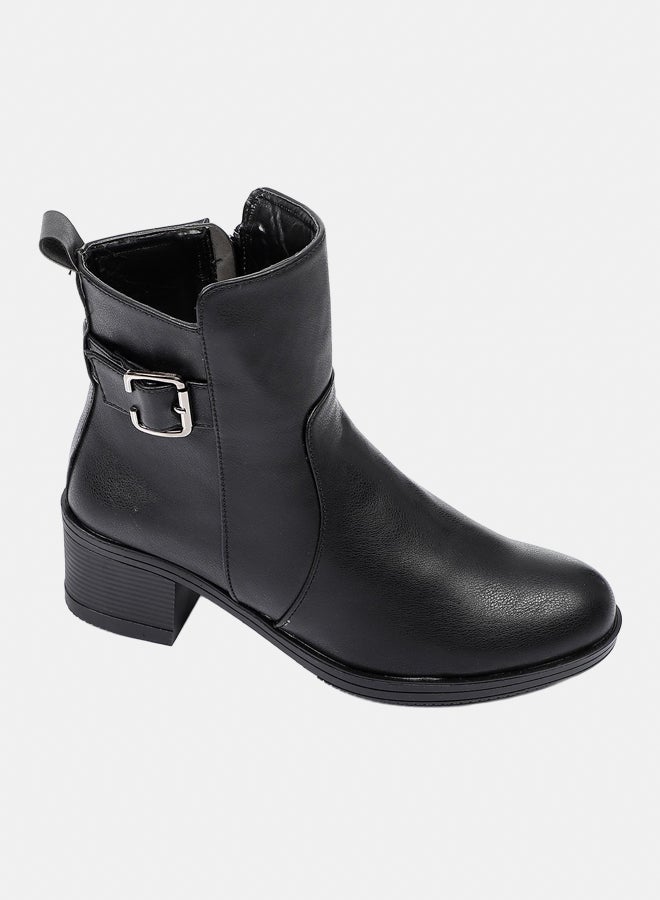 XO Style Leather Ankle Boot - Black - Image 1