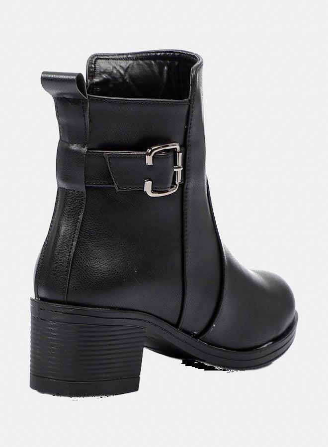 XO Style Leather Ankle Boot - Black - Image 3