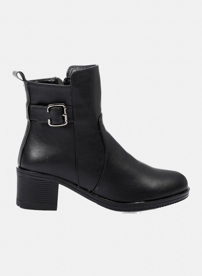 XO Style Leather Ankle Boot - Black - Image 2