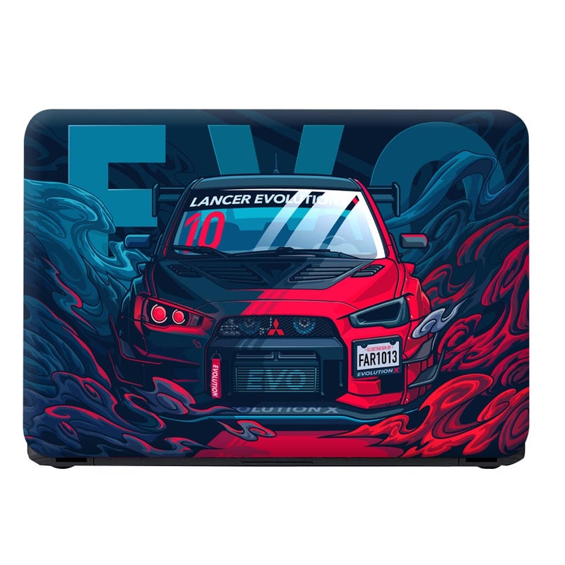 TechFit غطاء لابتوب قابل للإزالة مطبوع بتقنية UV بحجم كامل يصل إلى 15.6 بوصة ملصق متوافق مع جميع أحجام اللابتوب من Dell/HP/Lenovo/Acer/Asus حتى 14 إلى 15.6 بوصة - ميتسوبيشي لانسر EVO RedGlow - Image 3
