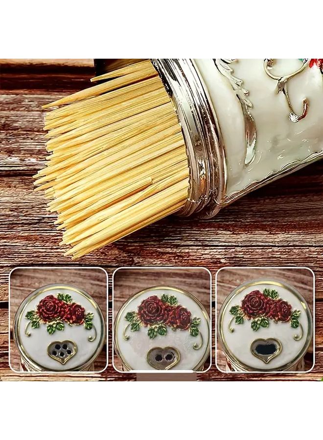 Rotatable Toothpick Tube Box Golden Blue Color For Living And Dining Room - Image 2