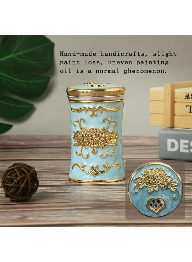 Rotatable Toothpick Tube Box Golden Blue Color For Living And Dining Room - Image 5