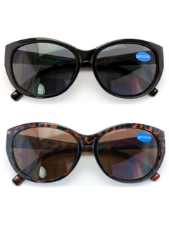 V.W.E. 2 Pairs Women Bifocal Reading Sunglasses Reader Glasses Cateye Vintage Jackie Oval (1 Black 1 Tortoise 2.00)  - Image 1