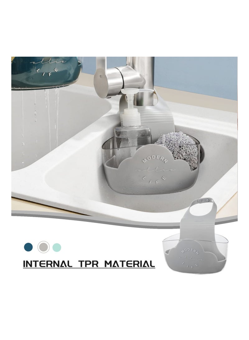 واي آند دي Sponge Holder Sink Caddy, SYOSI Storage Filter Rack for Kitchen Organization with 30 pcs Disposable Mesh Strainer Bags, Hanging Adjustable Strap Faucet Caddy (2 Pack, Grey) - Image 2