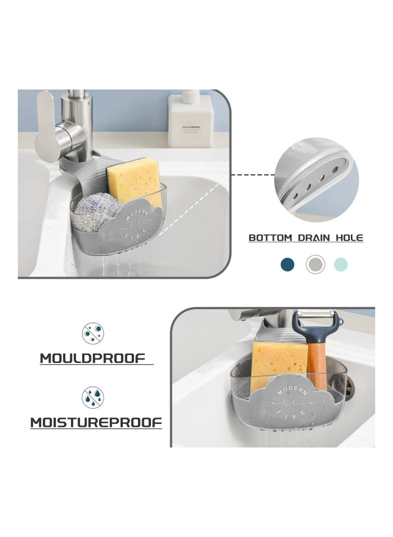 واي آند دي Sponge Holder Sink Caddy, SYOSI Storage Filter Rack for Kitchen Organization with 30 pcs Disposable Mesh Strainer Bags, Hanging Adjustable Strap Faucet Caddy (2 Pack, Grey) - Image 4