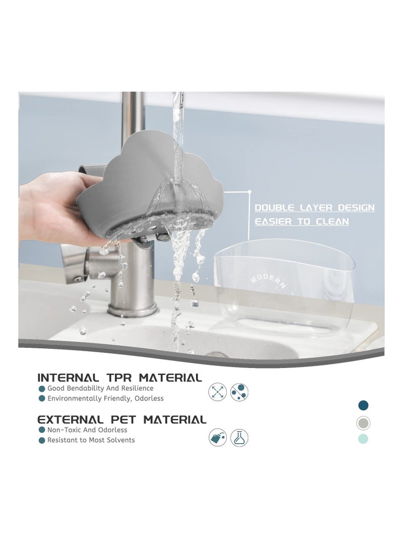 واي آند دي Sponge Holder Sink Caddy, SYOSI Storage Filter Rack for Kitchen Organization with 30 pcs Disposable Mesh Strainer Bags, Hanging Adjustable Strap Faucet Caddy (2 Pack, Grey) - Image 5