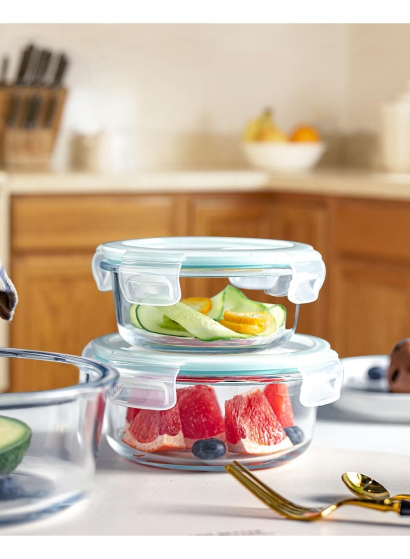 Glass food storage containers with airtight lids, dishwasher, oven, microwave and freezer safe, BPA free, 3 pieces (round) - Image 4