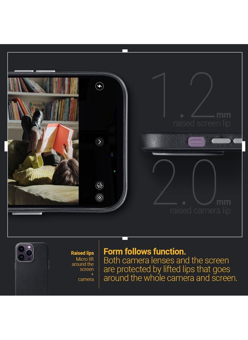 Caseology - Nano Pop Mag LE Vegan Leather Case [Built-in Magnet] Designed for Magsafe Compatible with iPhone 14 Pro Max Case 5G (2022) - Black Sesame - Image 1