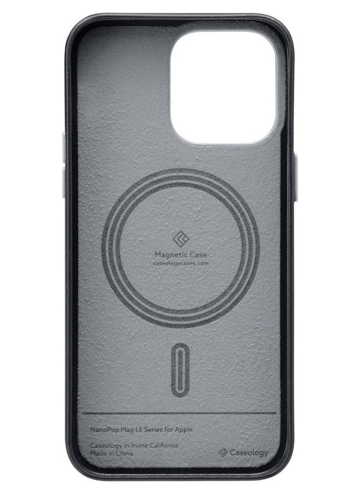 Caseology - Nano Pop Mag LE Vegan Leather Case [Built-in Magnet] Designed for Magsafe Compatible with iPhone 14 Pro Max Case 5G (2022) - Black Sesame - Image 1
