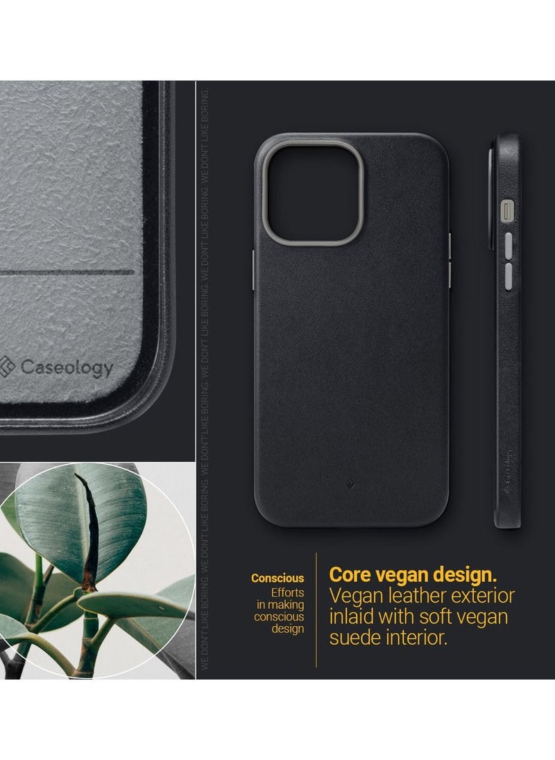 Caseology - Nano Pop Mag LE Vegan Leather Case [Built-in Magnet] Designed for Magsafe Compatible with iPhone 14 Pro Max Case 5G (2022) - Black Sesame - Image 1