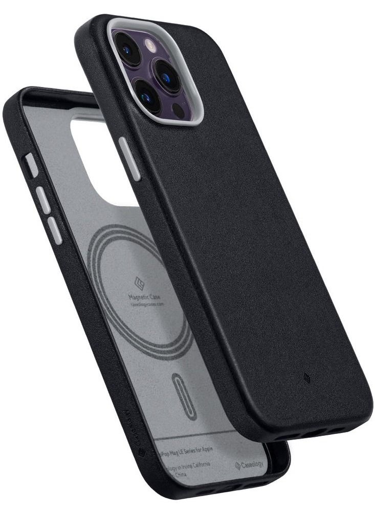 Caseology - Nano Pop Mag LE Vegan Leather Case [Built-in Magnet] Designed for Magsafe Compatible with iPhone 14 Pro Max Case 5G (2022) - Black Sesame - Image 1