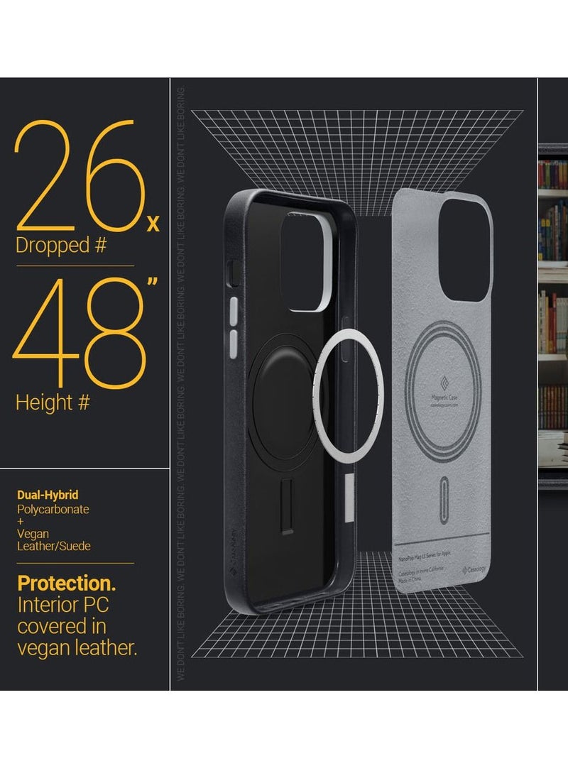 Caseology - Nano Pop Mag LE Vegan Leather Case [Built-in Magnet] Designed for Magsafe Compatible with iPhone 14 Pro Max Case 5G (2022) - Black Sesame - Image 1