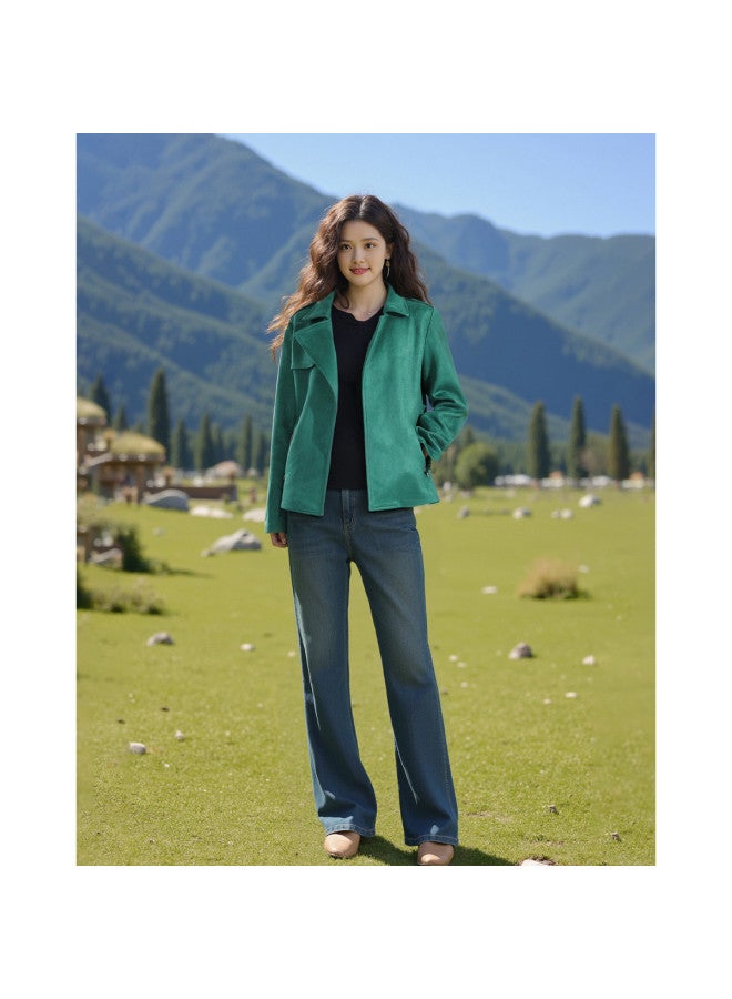 Spring/fall Notch Lapel Jacket, American Cool Biker Style Coat - Image 4