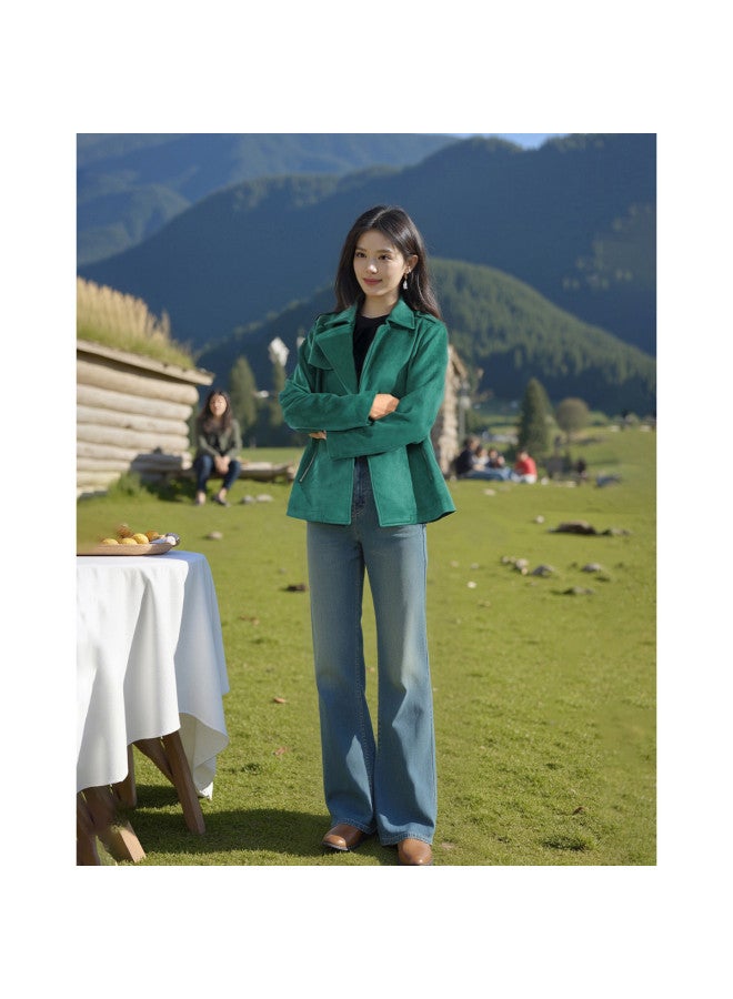 Spring/fall Notch Lapel Jacket, American Cool Biker Style Coat - Image 2