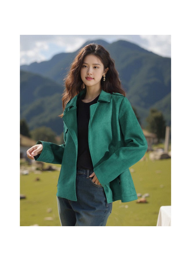 Spring/fall Notch Lapel Jacket, American Cool Biker Style Coat - Image 5