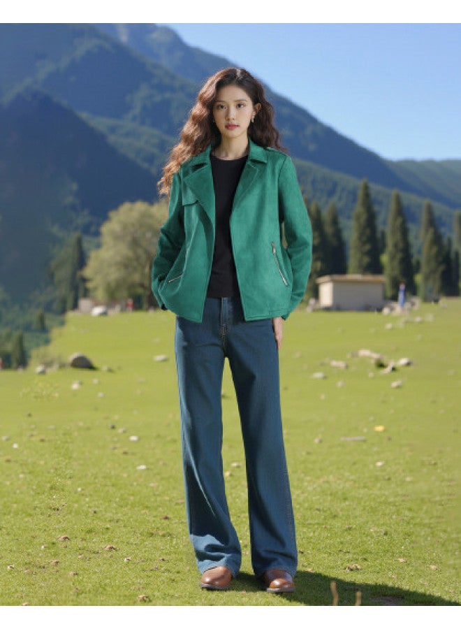 Spring/fall Notch Lapel Jacket, American Cool Biker Style Coat - Image 1