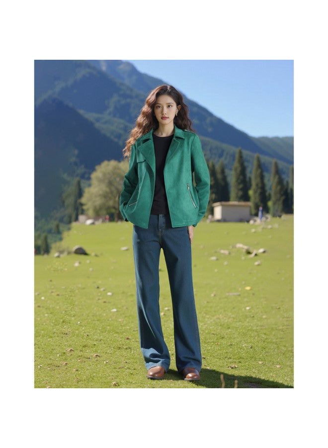 Spring/fall Notch Lapel Jacket, American Cool Biker Style Coat - Image 3