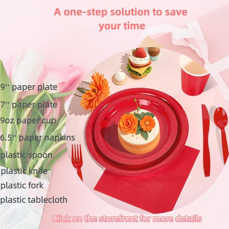 Ottin Solid Ruby Red Paper Dinner Napkins 6.5'' Disposable Luncheon Napkins 50 Count for Birthday Wedding Party Everyday Lunch Dinner Event Memorial Day Juneteenth - Image 4