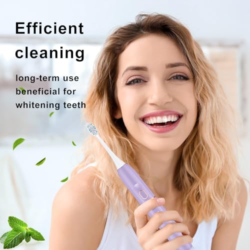 kingheroes Electric Toothbrush Set, Comes with 8 Brush Heads & Travel Case,4 Modes with 2 Minutes Built in Smart Timer, One Charge for 60 Days, 42000 VPM Motor (Purple) - Image 2
